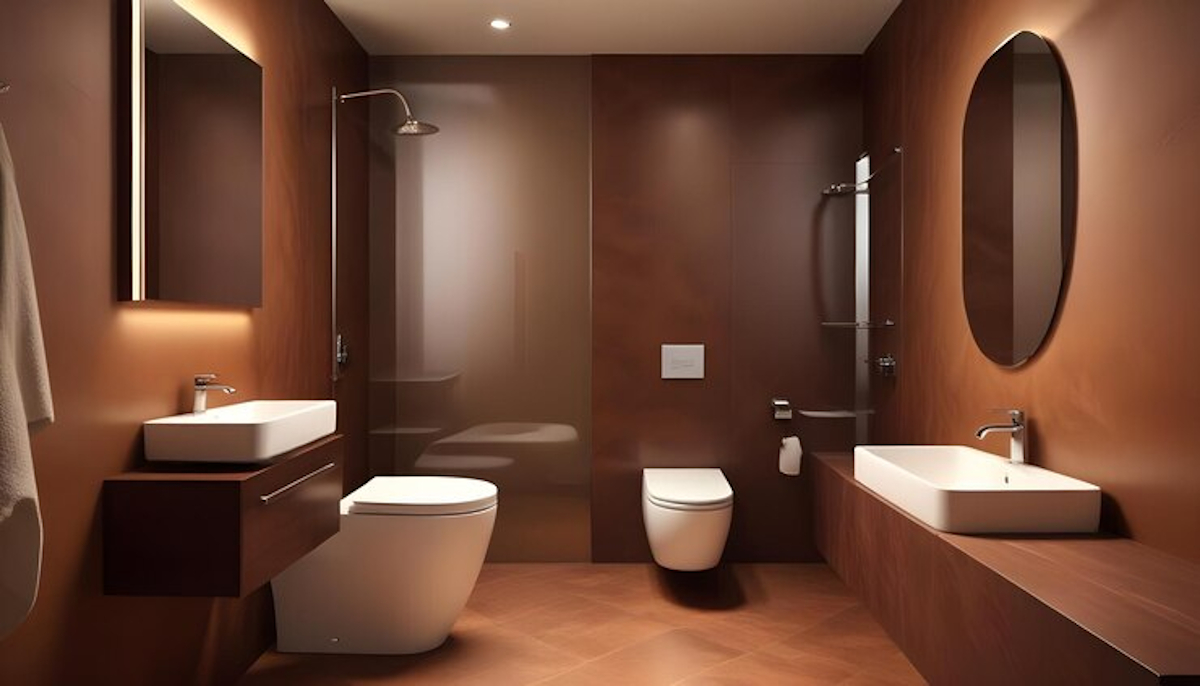 salle de bains marron