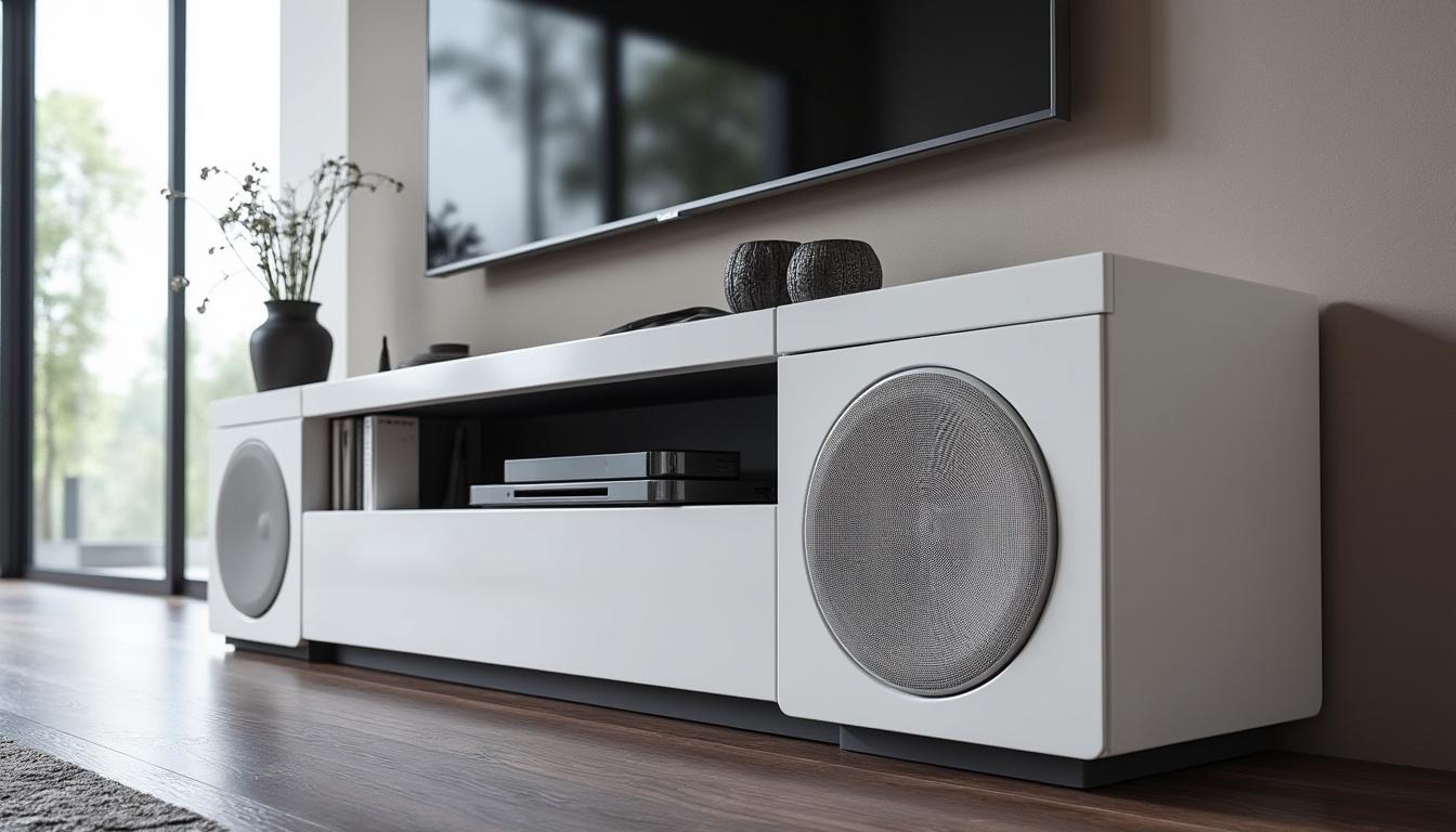 découvrez le meuble tv avec enceinte intégrée chez leclerc, l'alliance parfaite entre style et fonctionnalité. transformez votre espace de vie avec ce must-have qui allie design moderne et performances audio exceptionnelles. profitez d'un divertissement optimal tout en ajoutant une touche élégante à votre intérieur.