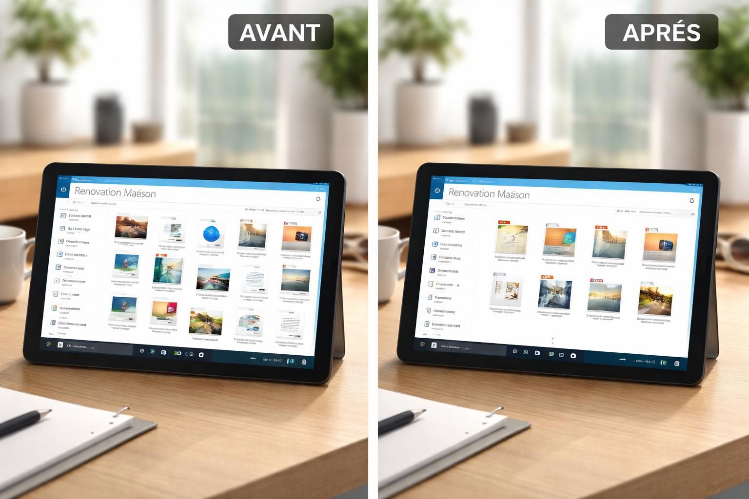 découvrez comment organiser efficacement votre dossier de rénovation grâce à une tablette windows 10 avec notre guide avant/après.