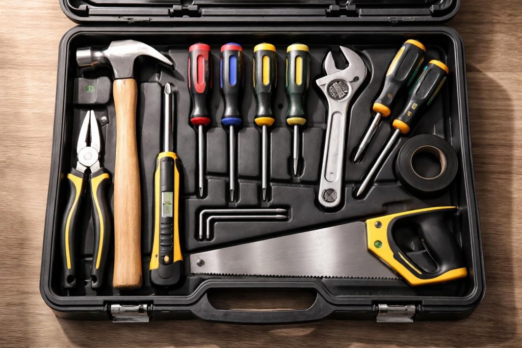 découvrez le coffret d’outils indispensable avec les 10 outils que nous utilisons vraiment au quotidien pour tous vos travaux.